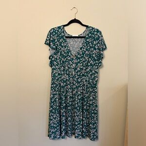 Kaileigh Flutter Short Sleeve Dress V-neck Floral Women Size 3X
